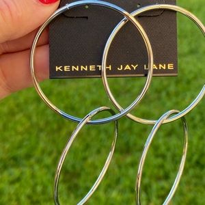 Kenneth Jay Lane xl double hoop earrings silver